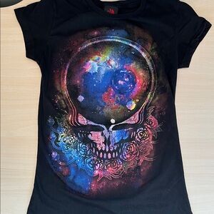 Grateful Dead Black Cotton T-Shirt with Steal Your Face Logo